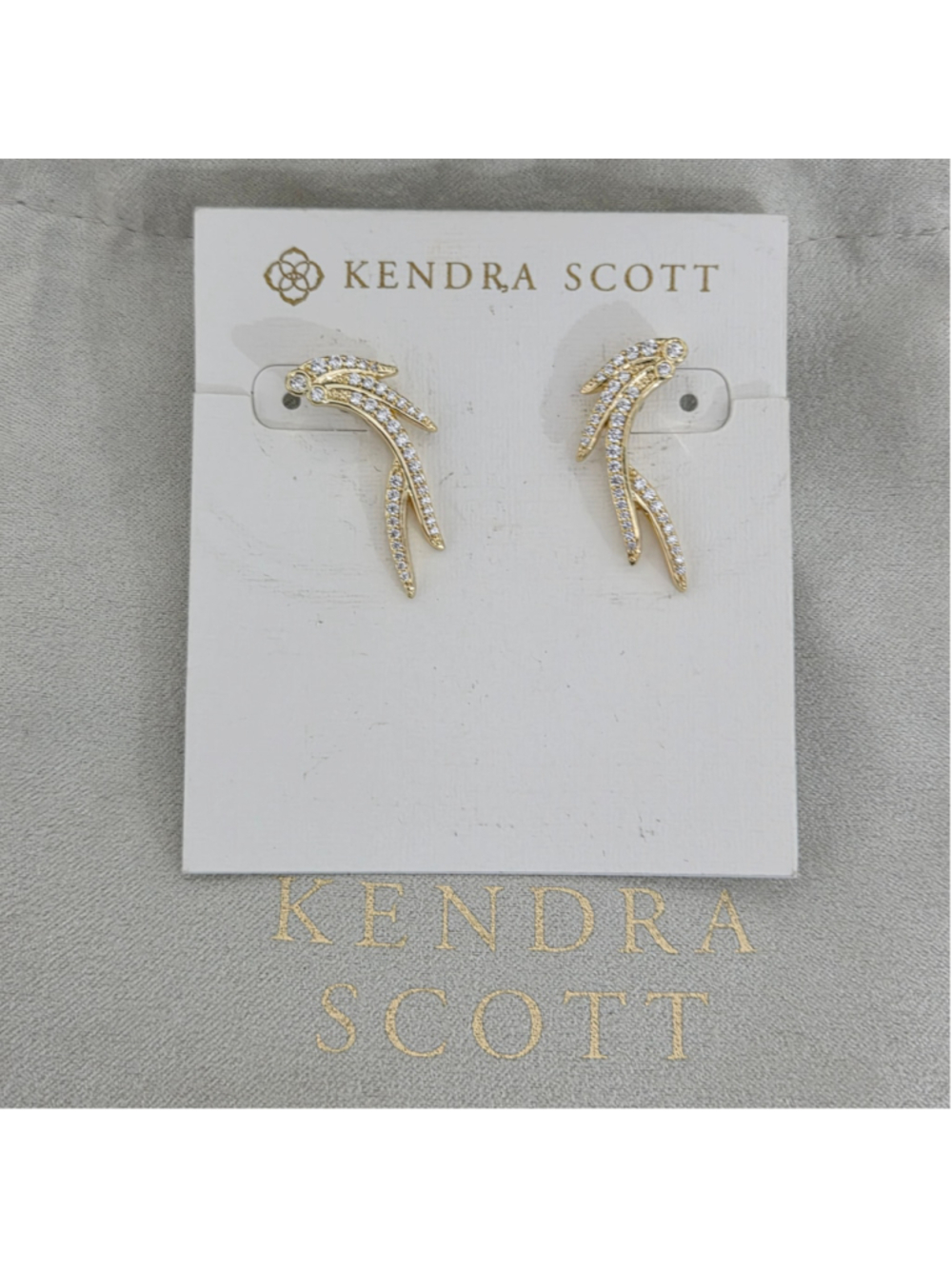 Women's Kendra Scott Gold and White Crystal Ear Climber Earrings